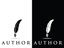 Vintage quill pen logo creative design and with ink.Classic and luxury stationery illustration.