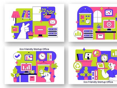 10 Eco Friendly Startup Office Illustration