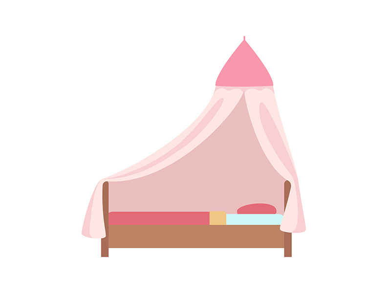 Pink bed for kids semi flat color vector item