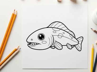 Cute cartoon fish swimming vector illustration flat design