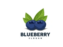 Blueberry Logo, Garden Farm Fresh Fruit Vector, Elegant Simple Design