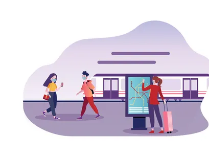 M105_People wearing mask Illustrations