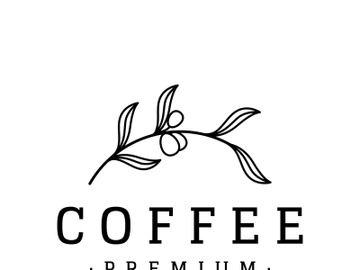 Coffee bean logo design with retro outline. preview picture