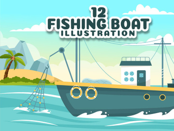 12 Fishing Boat Vector Illustration preview picture