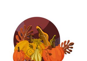 Set of different animals with autumn season background.