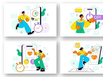10 Digital Wellbeing Lifestyle Illustration