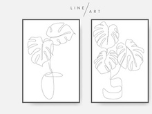 Monstera leaf line art