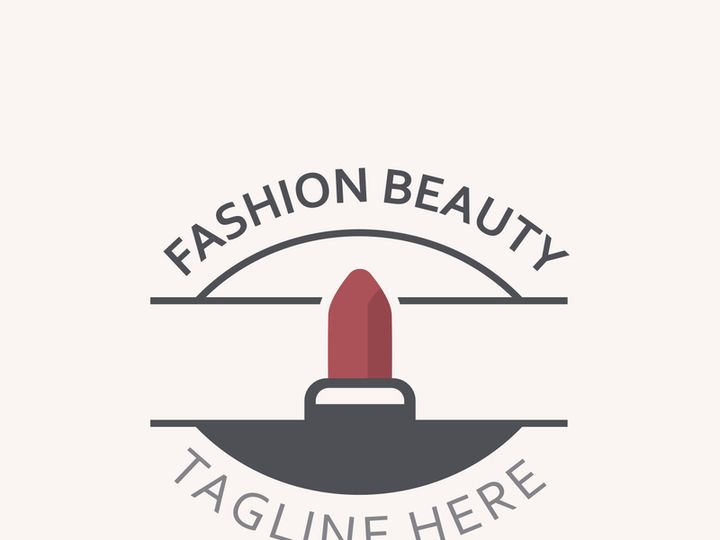 Lipstick logo design for makeup fashion shop and beauty vector cosmetic design template