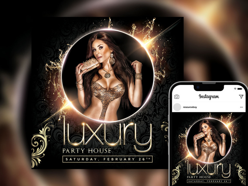 Free Luxury Splash Circle VIP Night Party Instagram Post Template