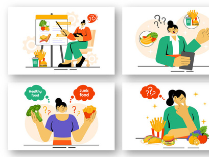 9 Healthy vs Unhealthy Food Choice Illustration