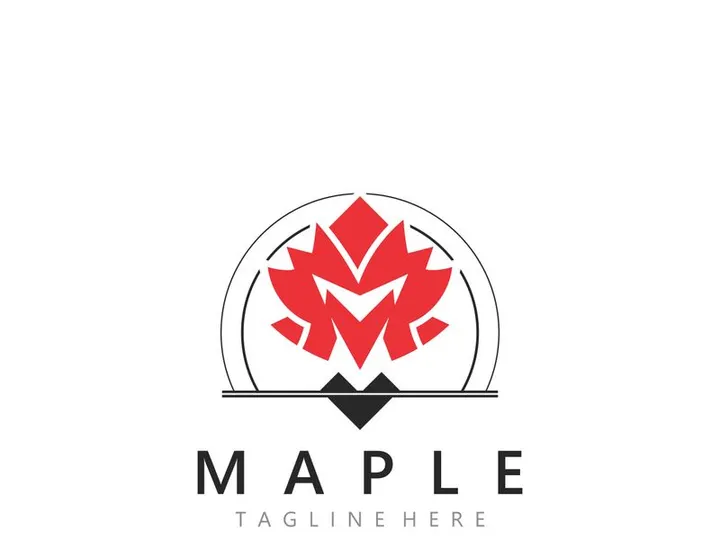 Maple leaf style logo simple design graphic illustration