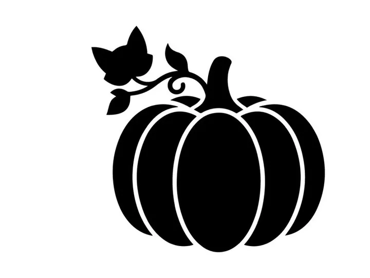 Silhouette of a pumpkin with a butterfly on its vine for autumn decor