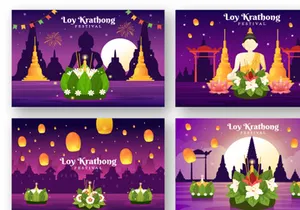 14 Loy Krathong Festival Illustration