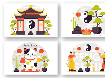 9 Feng Shui Elements Illustration