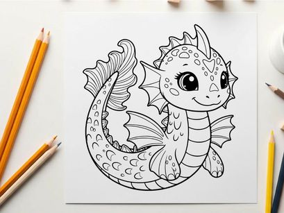 Cute cartoon dragon baby smiling vector illustration