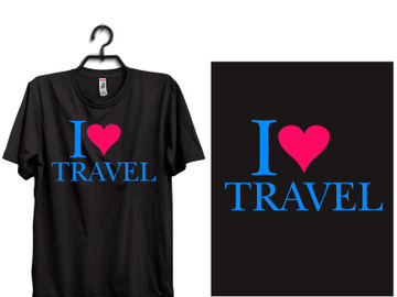 I LOVE TRAVEL typography t shirt design preview picture