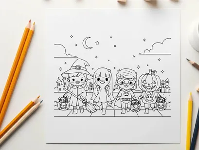 Halloween kids trick or treat happy vector illustration