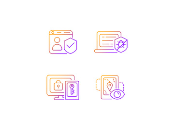 Protecting right to online privacy gradient linear vector icons set preview picture