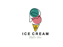 Ice Cream Logo Design, Fresh Sweet Soft Cold Food Illustration, Children's Favorite Vector, Product Brand