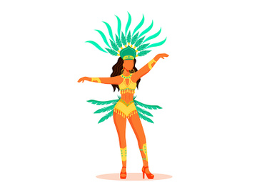Lady in body adornment and carnival clothing flat color vector faceless character preview picture