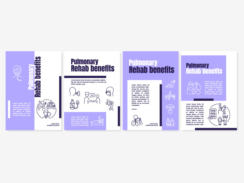 Pulmonary rehabilitation benefits purple brochure template