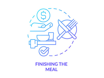 Finishing meal blue gradient concept icon preview picture