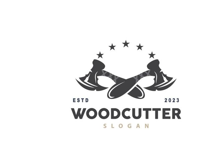 Ax Logo, Wood Cutting Tool Black Silhouette, Lumberjack Vector