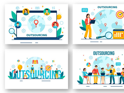 12 Outsourcing Business Illustration