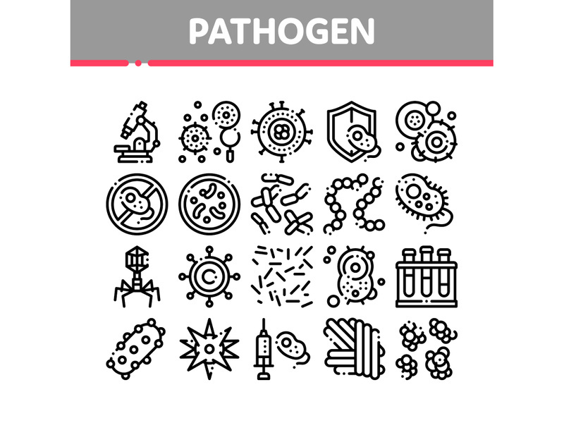 Pathogen Elements Vector Sign Icons Set