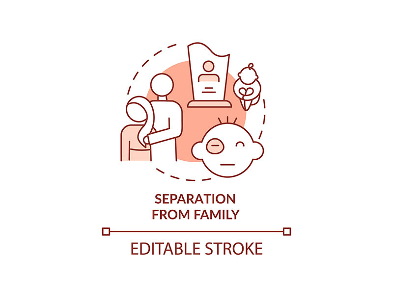 Separation from family terracotta concept icon