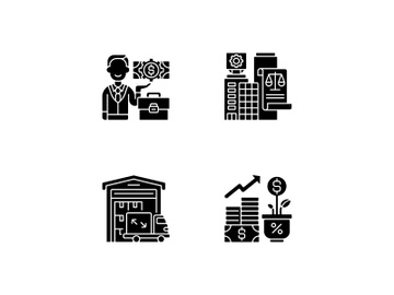 Commercial business black glyph icons set on white space preview picture