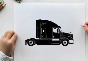 Silhouette of a semi truck with a sleeper berth