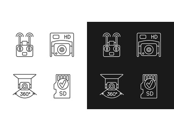 Effective drone use linear manual label icons set for dark and light mode preview picture