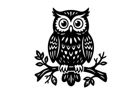 Ilustrasi burung hantu bergaya hitam putih untuk proyek desain