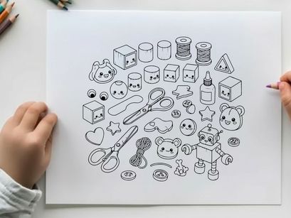 Cute crafting tools and sewing supplies flat design vector illustration