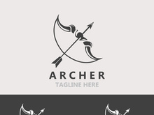 Crossbow logo image archery arrow vector, elegant modern simple icon design template
