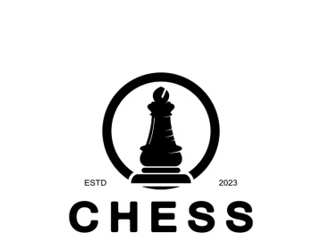 Chess strategy game logo with horse, king, pawn, minister and rook. Logo for chess tournament, chess team, chess championship, chess game application. preview picture