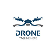 Drone aerial with camera vector template icon. logo photography drone vector. quadcopter flat style illustration