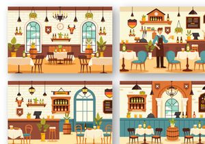 10 German Food Restaurant Illustration
