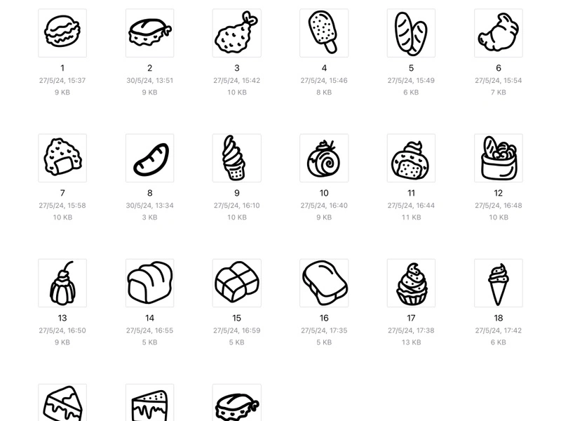 21 svg icons illustration food stickers