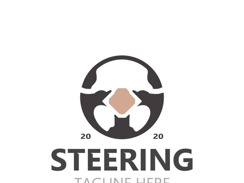 Steering wheel logo automotive car design garage auto repair workshop illustration