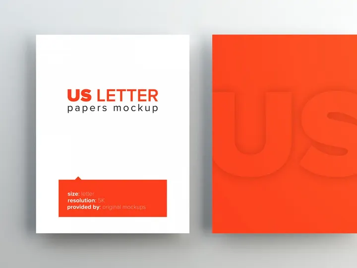 US Letter Papers Mockup
