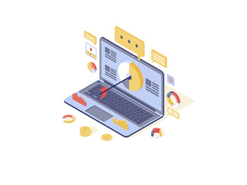Targeting & content marketing isometric vector illustration preview picture