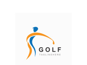 Golf player logo sport simple and modern creative design template