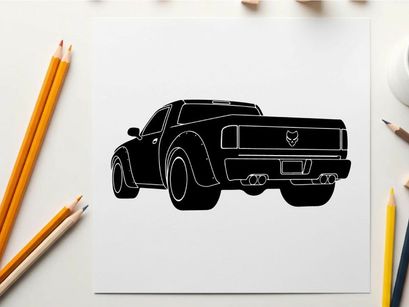 Silhouette of a classic american muscle car pickup truck