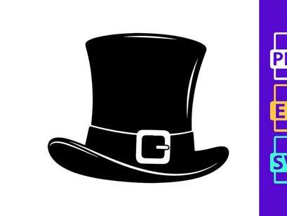 Black top hat with white band isolated on white background