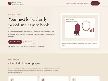 Salon Website Template — Home, Price List & Bookings (HTML)