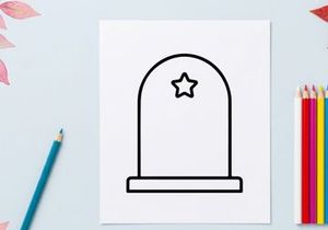 Pantalla minimalista para puerta de Halloween con estrella brillante. Decoración estacional espeluznante para puerta principal o arte de pared.