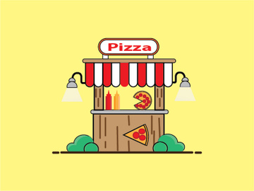 Flat Design Pizza Hut Icon in Adobe Illustrator preview picture