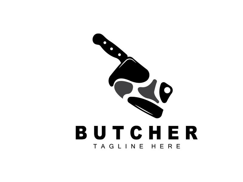 Butcher logo design, Knife Cutting Tool Vector Template, Product Brand Illustration